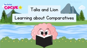 Talia and Lion Learning About Comparatives 📖